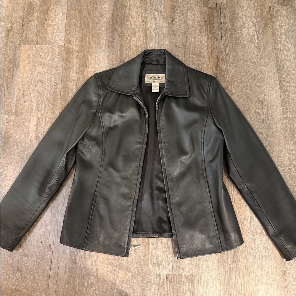 Sonoma Black lambskin  Zip-Front Women's Jacket